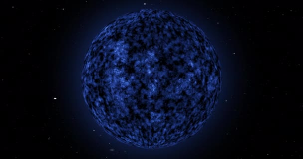 Planeta Azul Negro Vuelve Brillante Cámara Acerca Superficie Brillante Del — Vídeos de Stock