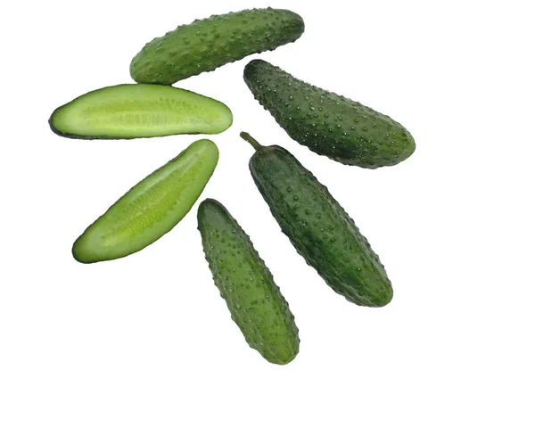 Green Cucumbers Isolated White Background — Stock Photo, Image