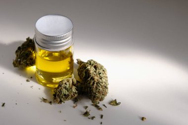 Kuru kenevir tomurcuklu CBD yağı. Marihuana özü.