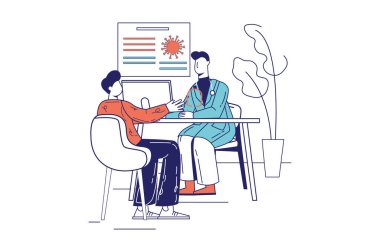 Düz çizgi dizaynında tıbbi klinik kavramı