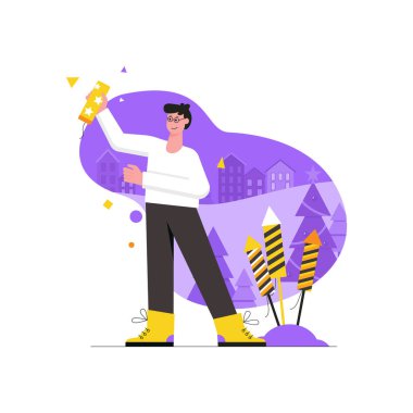 Noel ve kış aktiviteleri modern düz konsept