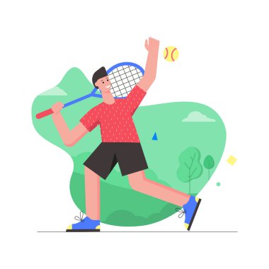 Spor yapan sporcu düz konsept.