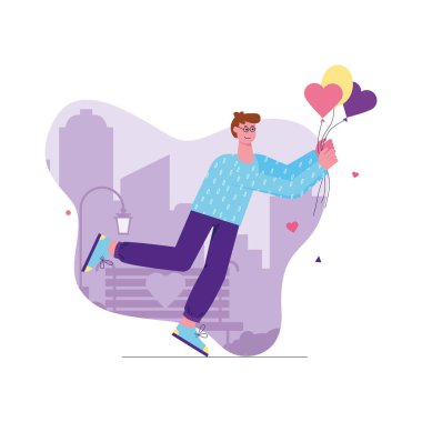 Sevgililer Günü modern düz konsepti kutluyor