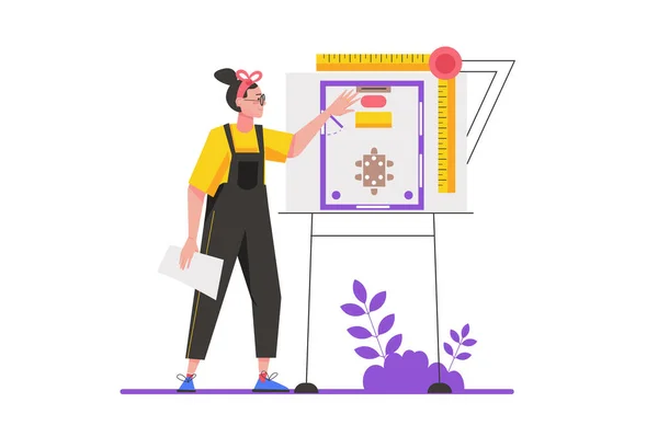 Concepto de trabajador creativo en diseño plano — Vector de stock