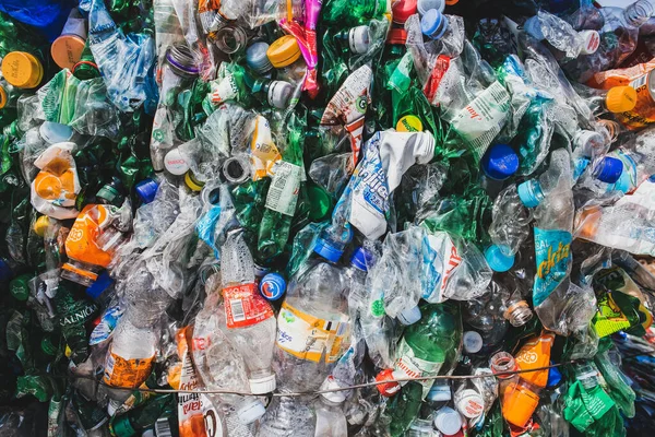 Krk Croácia Agosto 2021 Resíduos Garrafas Plástico Coletados Prensados Embalados — Fotografia de Stock