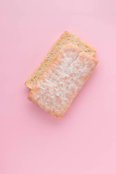 White Bread Pink Background — Stock Photo, Image