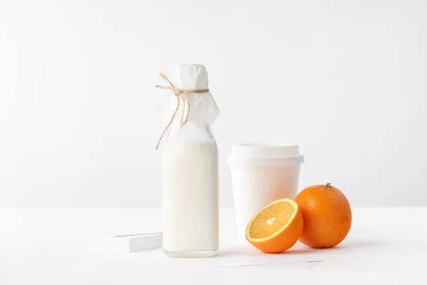 Ekologiska Produkter Mjölk Apelsinkaffe — Stockfoto