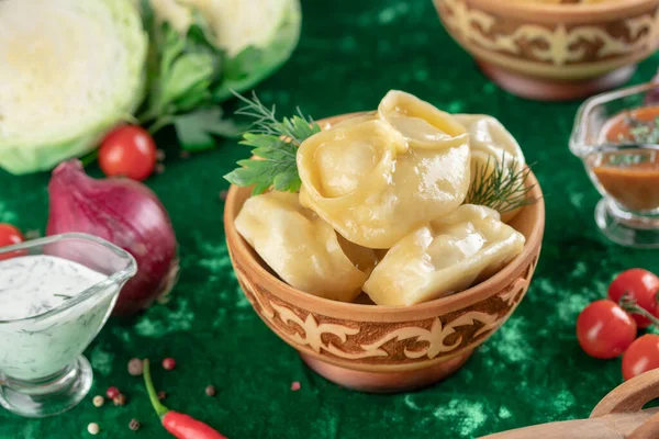 Orientaliska Nationella Traditionella Dumplings Manty — Stockfoto