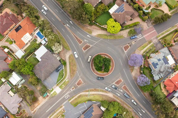 Повітряний Вид Кільце Вулицями Будинками Передмісті Сіднея Австралія — стокове фото