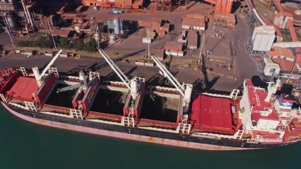Luftfoto Bulkvarer Der Losses Fra Bulkskib Port Kembla Nsw Australien – Stock-video