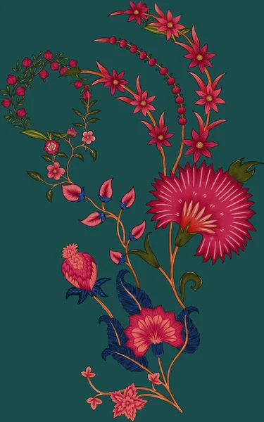 Fondo Vintage Con Flores Hojas Ilustración —  Fotos de Stock