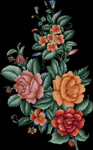 Zökkenőmentes Minta Virágdíszítéssel Virágokkal Levelekkel Kézzel Rajzolt Vektor Illusztráció — Stock Fotó