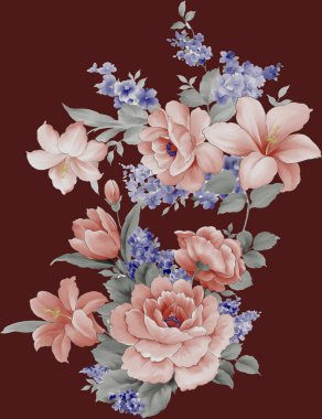 Dijital tasarım sınır süslemesi HD motifi çalışan illüstrasyon sınır PNG çiçekleri ve süsleme motifi Hindistan tasarım unsurları suluboya ile Neckline marka arama deseni, Babür sanat deseni deseni çizer