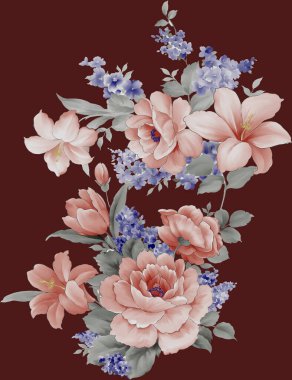 Dijital tasarım sınır süslemesi HD motifi çalışan illüstrasyon sınır PNG çiçekleri ve süsleme motifi Hindistan tasarım unsurları suluboya ile Neckline marka arama deseni, Babür sanat deseni deseni çizer