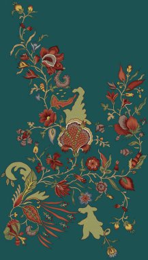 Dijital tasarım sınır süslemesi HD motifi çalışan illüstrasyon sınır PNG çiçekleri ve süsleme motifi Hindistan tasarım unsurları suluboya ile Neckline marka arama deseni, Babür sanat deseni deseni çizer