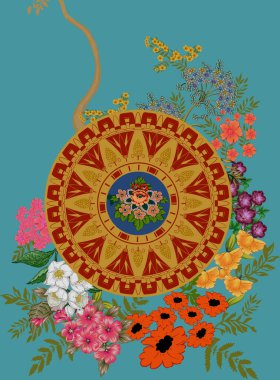 Dijital tasarım sınır süslemesi HD motifi çalışan illüstrasyon sınır PNG çiçekleri ve süsleme motifi Hindistan tasarım unsurları suluboya ile Neckline marka arama deseni, Babür sanat deseni deseni çizer