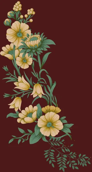 Motif Drag Working Illustration Border Png Flower Ornament Motif India — 스톡 사진