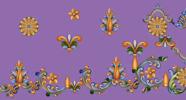 Digital design ornament border HD motif draws working illustration border PNG flowers and ornament motif India design elements Neckline brand search pattern with watercolor, Mughal art design texture