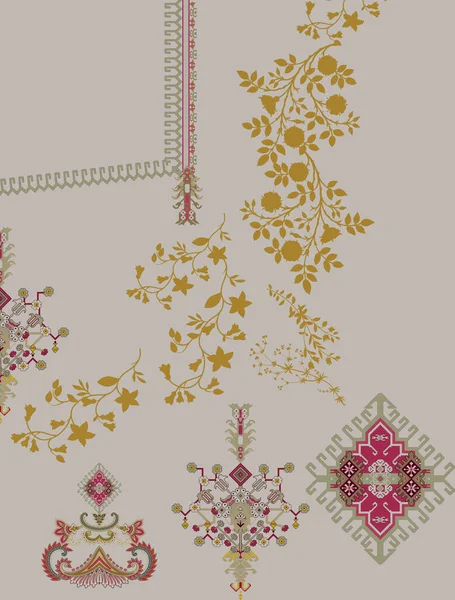 Digital design ornament border HD motif draws working illustration border PNG flowers and ornament motif India design elements Neckline brand search pattern with watercolor, Mughal art design texture