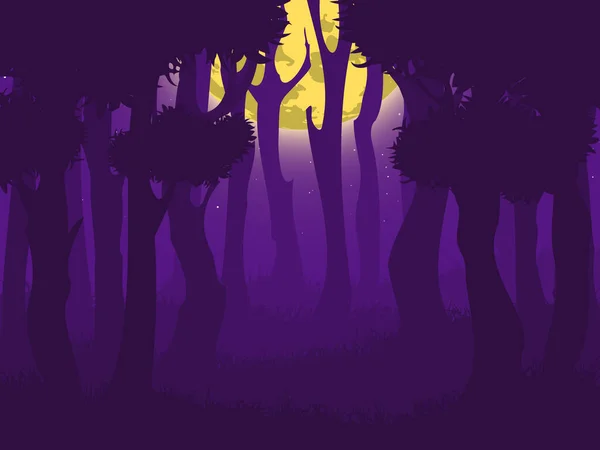 Τρομακτικό Νυχτερινό Δάσος Πανσέληνος Διάνυσμα Φόντου Eps10 — Διανυσματικό Αρχείο