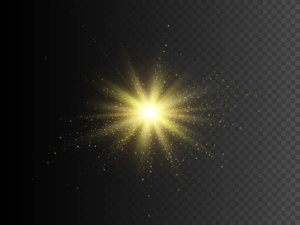 Estrella Dorada Con Destellos Efecto Luz Brillante Transparente Vectorial Eps10 — Vector de stock