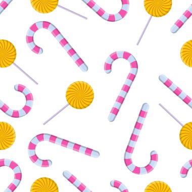 Lolipoplarla kusursuz desen. Noel şeker kamışı. Vektör illüstrasyonu EPS10