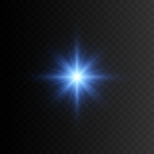 Estrella Azul Con Destellos Efecto Luz Brillante Transparente Vectorial Eps10 — Vector de stock