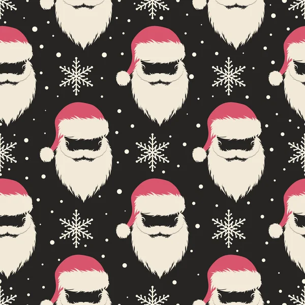 雪の結晶とサンタクロースとクリスマスのシームレスなパターン ベクトル背景 Eps10 — ストックベクタ