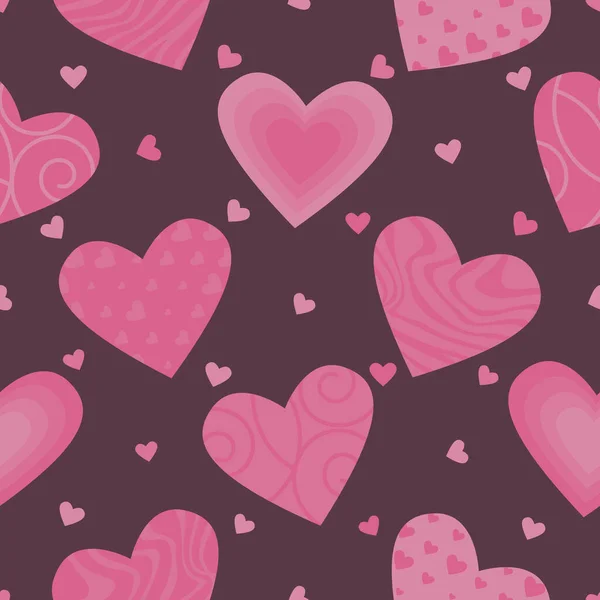 Nahtloses Romantisches Muster Mit Herzen Vektor Hintergrund Eps10 — Stockvektor