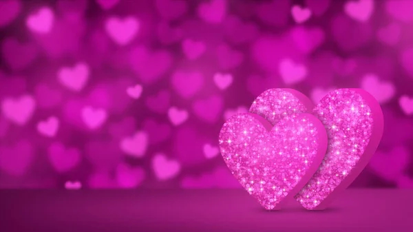 Two Glitter Hearts Valentines Day Banner Vector Background Eps10 —  Vetores de Stock