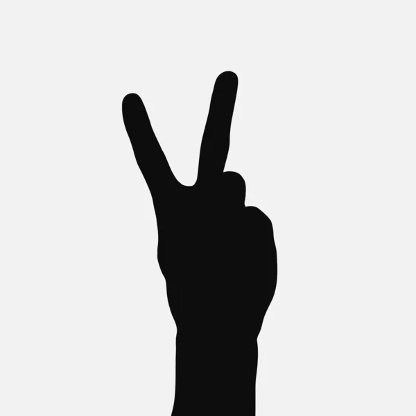 Friedenszeichen Siegeshand Schwarze Silhouette Auf Weißem Hintergrund Vektordesign Eps10 — Stockvektor
