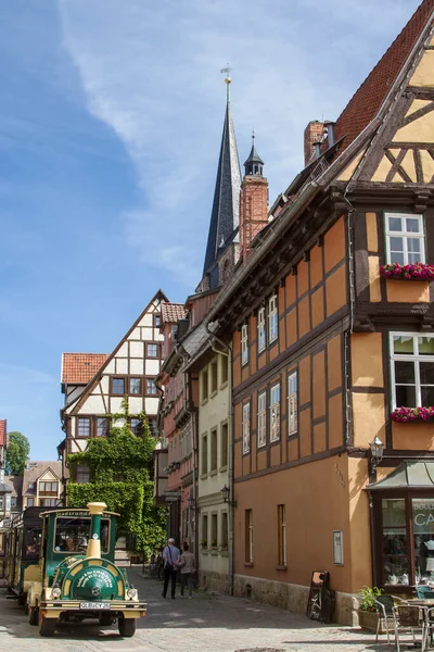 Centro Cidade Quedlinburg Consiste Grande Parte Casas Idílicas Meia Madeira — Fotografia de Stock