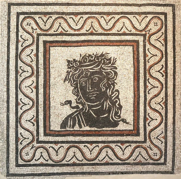 Római Mozaik Kis Polikróm Márványdarabokból Istentelen Meduszával — Stock Fotó