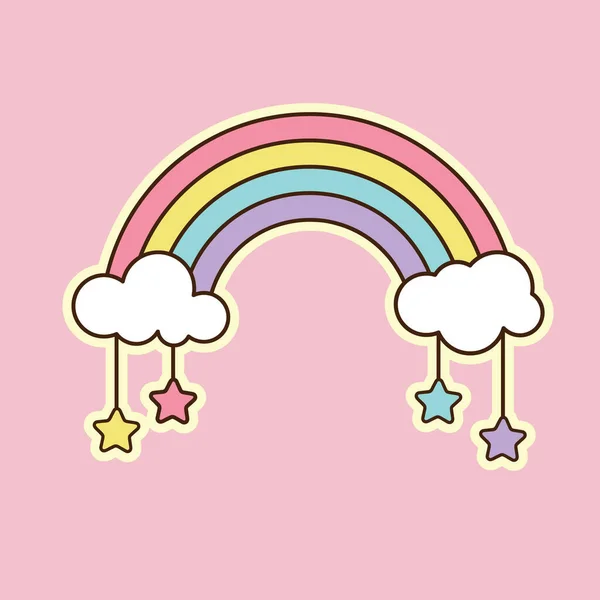 Doodle Rainbow Sticker Stars Cloud — Stock Photo, Image