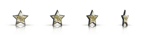 Conjunto Estrellas Iconos Con Brillo Dorado Aislado Sobre Fondo Blanco — Archivo Imágenes Vectoriales