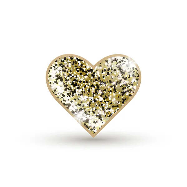 Corazón Icono Con Brillo Dorado Aislado Sobre Fondo Blanco Brillante — Vector de stock