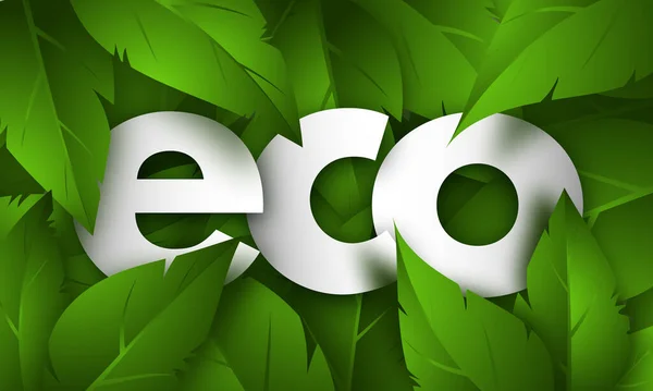 Eco Concept Banner Con Lussureggiante Fogliame Verde Illustrazione Vettoriale — Vettoriale Stock