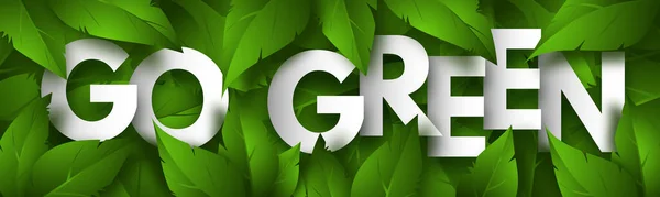 Zelená Koncepční Prapor Svěžím Zeleným Listím Vektorová Ilustrace — Stockový vektor