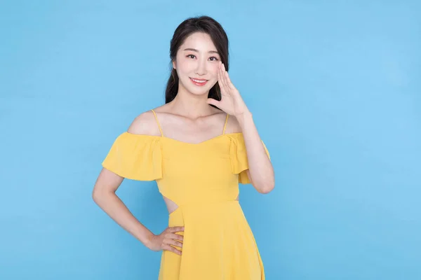 Shopping Événement Concept Souriant Belle Coréenne Asiatique Femme Avec Mouvement — Photo