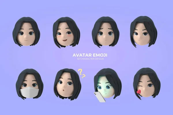 Karakter Wanita Avatar Dengan Emosi Metaverse Realitas Maya — Stok Foto