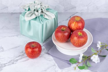 premium apple, typical holiday gift in Korea clipart