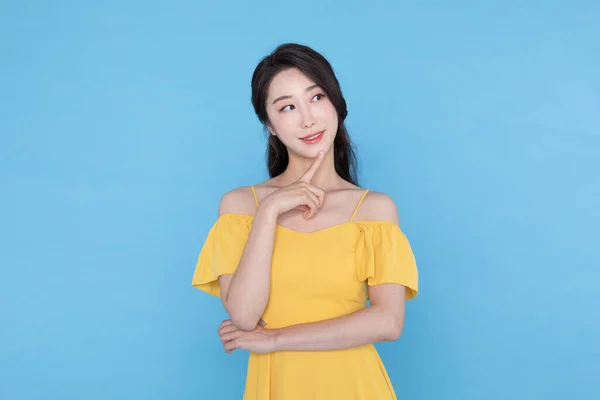 Shopping Event Concept Glimlachen Mooie Koreaanse Aziatische Vrouw Met Hand — Stockfoto