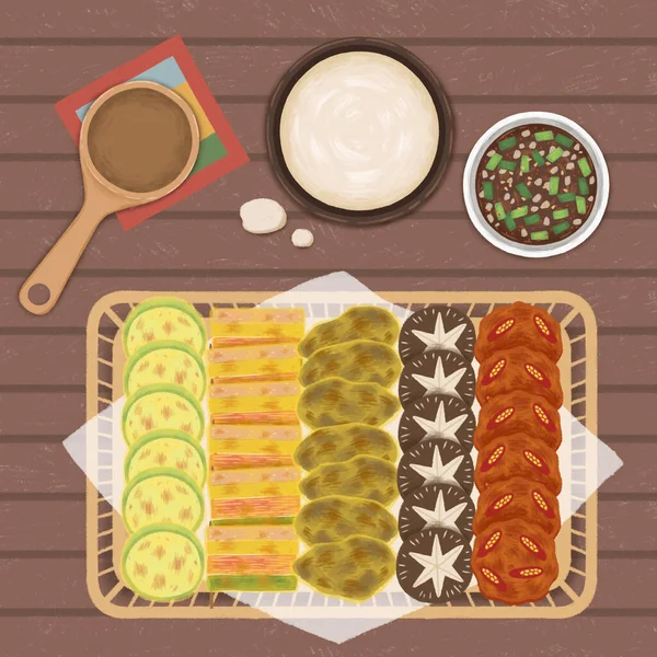 Berühmtes Koreanisches Essen Jeon Koreanischer Pfannkuchen — Stockvektor