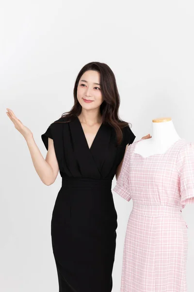 Asiático Coreano Mujer Compras Host Vivir Comercio Venta Espectáculo Concepto — Foto de Stock