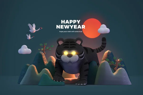 Rendered Graphic Black Tiger Year 2022 Concept — Foto Stock