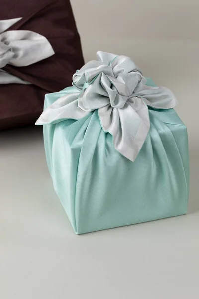 Korean Holiday Gift Concept Gift Boxes Wrapped Silk Cloth — Stock Photo, Image