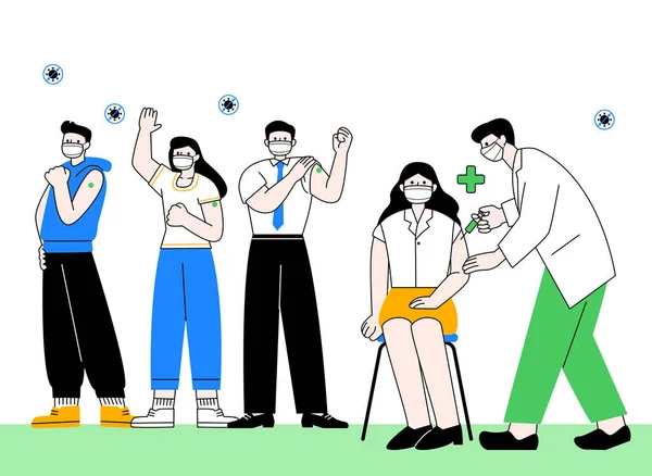 People Getting Vaccination Vector Illustration — 图库矢量图片