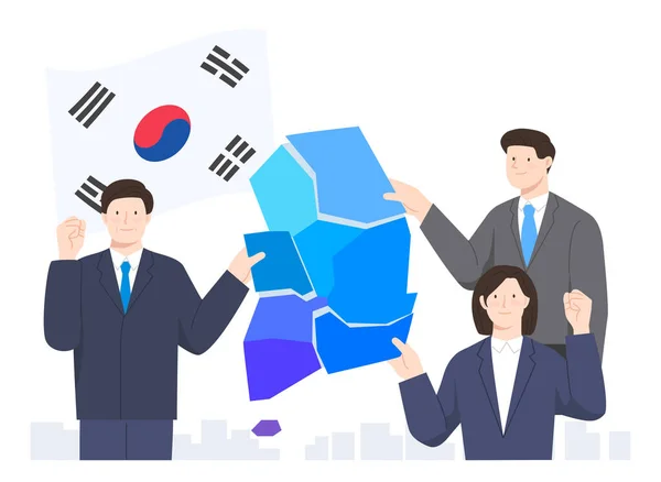 한국의 지도와 — 스톡 벡터