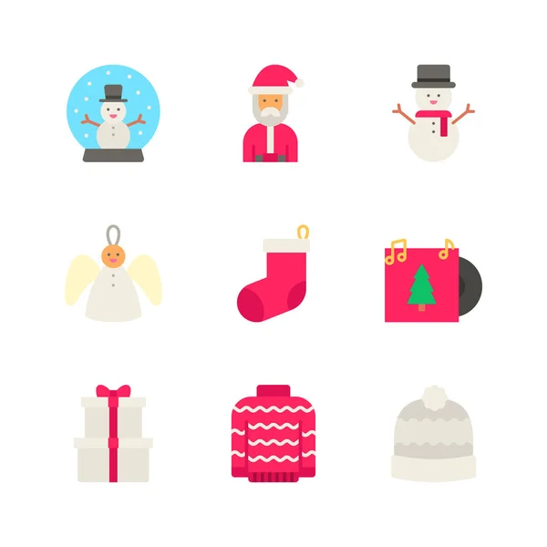 Christmas Winter Shopping Object Vector Image Icons — Stock Vector