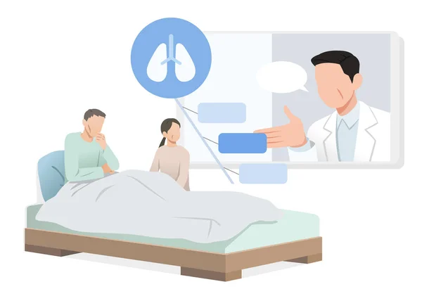 Doctor Giving Long Term Health Diagnosis Video Chat Patient — Stockvektor